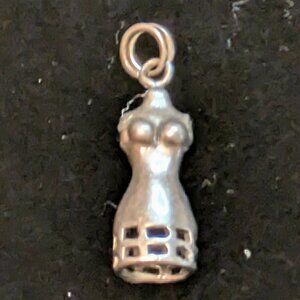 Vintage Silver Tone Dress Form Pendant Charm – Mannequin Sewing Tailor Jewelry